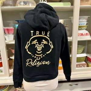 True Religion Foil Buddha Back Logo Full-Zip Hoodie - Size Medium